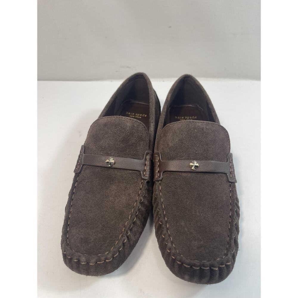 Kate Spade SP FLWR Stud Moccasin Shoes Womens Size 8.5 Brown Suede Loafers New - Picture 8 of 14